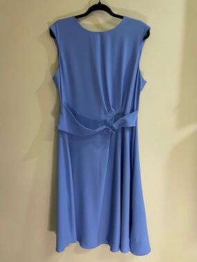 Lauren Ralph Lauren Blue Loch Periwinkle Midi Dress with Waist Tie - Size 12 NWT